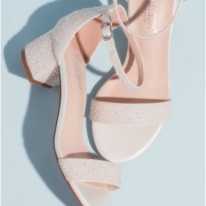David's Bridal allover iridescent pearl low block heel sandals
Never worn